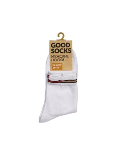 Мужские однотонные носки Цветная полоска Белый р 39 43 Good socks