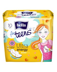 Супертонкие ароматизированные прокладки для подростков Ultra Energy 10 шт Гигиенические прокладки Bella