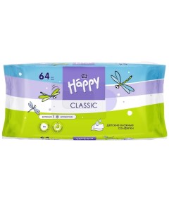 Влажные детские салфетки Classic с витамином Е и аллантоином 64 шт Baby Happy Bella