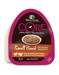 Консервы Кор для собак Мелких пород Куриное филе с Индейкой Морковью и Зеленой фасолью цена за упако Core