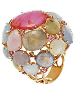 Кольцо с корундами сапфирами и бриллиантами из жёлтого золота Джей ви