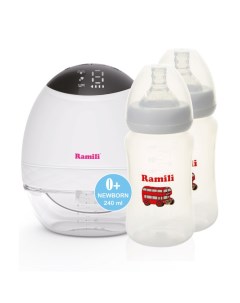 Двухфазный электрический молокоотсос SE500 с противоколиковой бутылочкой 240 мл 2 шт Ramili