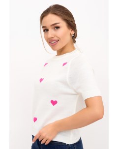 Жен футболка Сердечки Белый р 44 46 Lika dress
