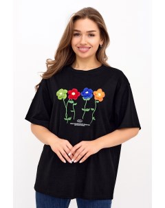 Жен футболка Цветочек Черный р 48 52 Lika dress