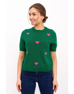 Жен футболка Сердечки Зеленый р 44 46 Lika dress