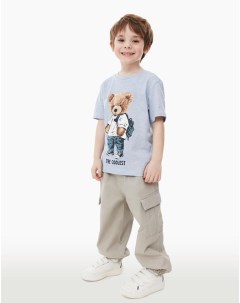 Синяя футболка Standard с медвежонком для мальчика Gloria jeans