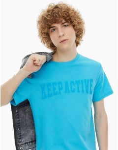 Голубая футболка с принтом для мальчика Gloria jeans