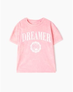 Розовая футболка oversize с принтом Dreamer для девочки Gloria jeans