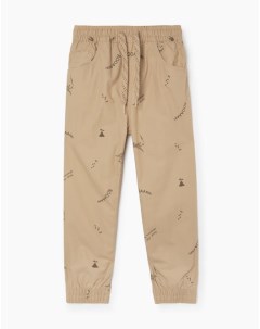 Бежевые брюки Jogger с принтом для мальчика Gloria jeans