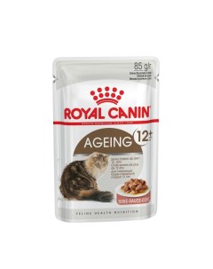 Ageing 12 полнорационный влажный корм для пожилых кошек старше 12 лет кусочки в соусе в паучах 85 г Royal canin