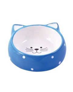 Миска для кошек Мордочка кошки керамическая голубая 250 мл Mr.kranch