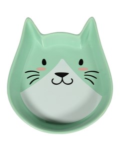 Миска для кошек Мордочка кошки керамическая зеленая 250 мл Mr.kranch