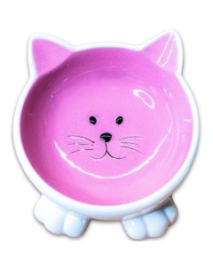 Миска для кошек Мордочка кошки на ножках керамическая розовая 100 мл Mr.kranch