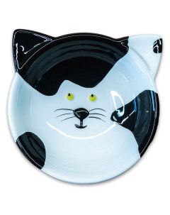 Миска для кошек Мордочка кошки керамическая черно белая 120 мл Mr.kranch