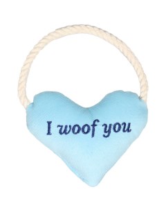 Игрушка для собак мелких и средних пород сердечко с канатом и пищалкой голубое 15х12х4 см Mr.kranch