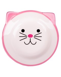 Миска для кошек Мордочка кошки керамическая розовая 150 мл Mr.kranch