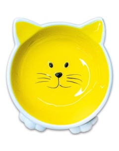 Миска для кошек Мордочка кошки на ножках керамическая желтая 100 мл Mr.kranch
