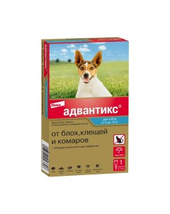 Капли для собак Адвантикс от блох клещей и комаров 100 4 10кг веса 1 пипетка в упак Elanco