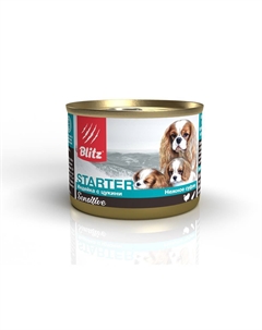 Корм для щенков Starter индейка с цукини суфле банка 200г Blitz
