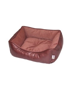 Лежак для животных Leather 60х50х18см красно коричневый Foxie