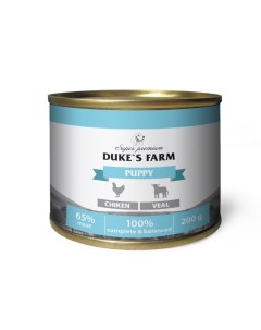 Корм для щенков Паштет из курицы с телятиной банка 200г Duke's farm