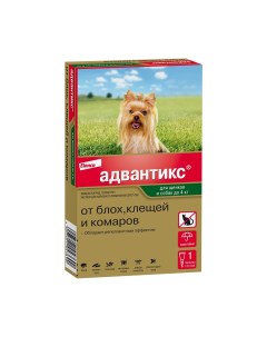 Капли для собак Адвантикс от блох клещей и комаров 40 до 4кг веса 1 пипетка в упак Elanco