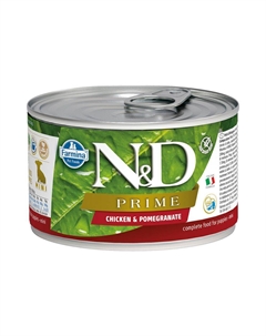 Корм для щенков N&D Prime для мелких пород курица и гранат банка 140г Farmina