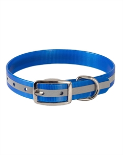Ошейник для собак из биотана со светоотражающей полосой шир. 20мм, обх. шеи. 30-40см, синий Каскад