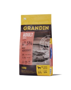 Сухой корм для взрослых собак мелких пород с ягненком 8 кг Grandin