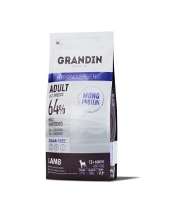 Hypoallergenic Гипоаллергенный сухой корм для собак всех пород ягненок 11 2 кг Grandin