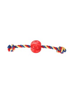 Игрушка для собак Мяч на веревке 9 5 см красный Pet hobby