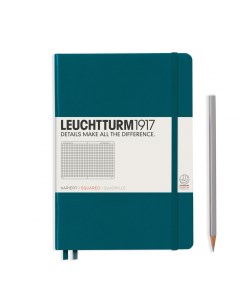Записная книжка в клетку Leuchtturm A5 251 стр твердая обложка тихоокеанский зеленый Leuchtturm1917