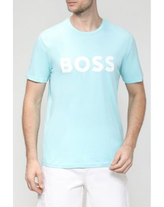 Хлопковая футболка с логотипом Boss