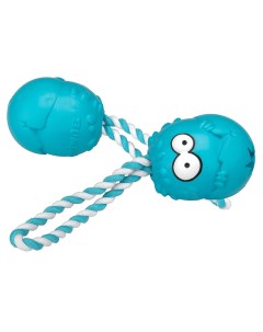 Coockoo Игрушка для собак весом от 7 16кг резиновая со вкусом мяты Бампи с верёвкой голубая Ebi