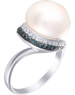 Кольцо с бриллиантами и жемчугом из белого золота Джей ви