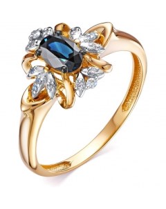 Кольцо с сапфиром и бриллиантами из красного золота Костромская ювелирная фабрика "алькор"