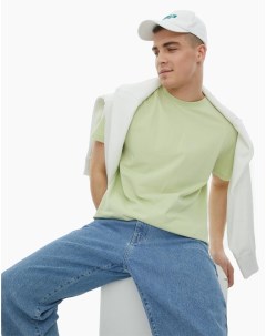 Светло зелёная базовая футболка Regular из тонкого джерси мужская Gloria jeans