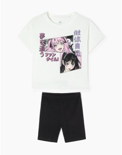 Домашний комплект одежды с аниме принтом для девочки Gloria jeans