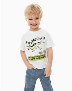 Белая футболка с динозавром для мальчика Gloria jeans
