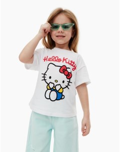 Белая футболка oversize из коллекции Hello Kitty для девочки Gloria jeans