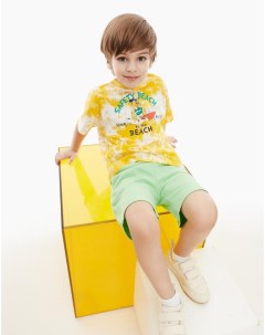 Желтая футболка oversize с принтом Safety beach для мальчика Gloria jeans