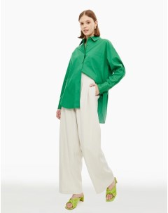 Зелёная рубашка оversize из хлопка женская Gloria jeans