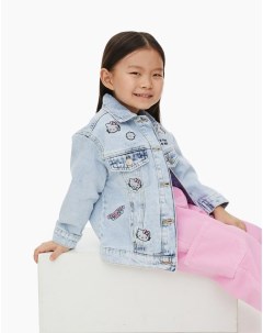 Джинсовый жакет куртка oversize с вышивкой Hello Kitty для девочки Gloria jeans