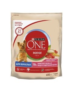 Корм для собак Adult для активных мелких пород с говядиной и рисом сух 600г Purina one