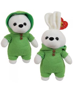 Мягкая игрушка Knitted Зайка вязаный 22 см в зеленом костюмчике Abtoys