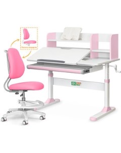 Комплект Парта TH 330 pink кресло Y 507 KP TH 330 W PN Y 507 KP столешница белая накладки на ножках  Ergokids