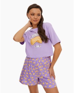 Фиолетовые пижамные шорты с принтом Gloria jeans