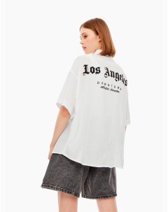 Белая рубашка oversize с коротким рукавом и принтом Los Angeles Gloria jeans