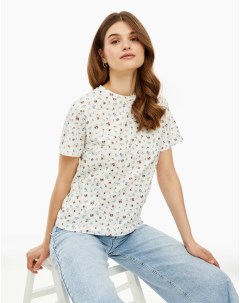 Молочная футболка с цветочным принтом женская Gloria jeans