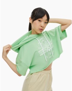 Зелёное укороченное худи с коротким рукавом для девочки Gloria jeans
